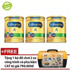 Bộ 3 lon sữa bột Enfagrow A+ 4 1.8kg - Tặng 1 bộ đồ chơi xe công trình và phụ kiện chơi ngoài trời CAT trị giá 799.000đ