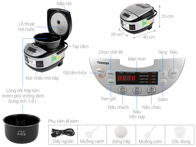 Nồi cơm Toshiba RC-18DR2PV(K)