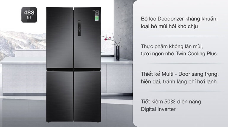 Tủ Lạnh Samsung 4 Cánh 488 lít RF48A4000B4/SV