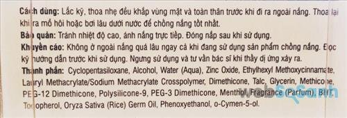 Bảng thành phần Kem chống nắng Biore UV Perfect Block Milk White SPF50+ PA+++