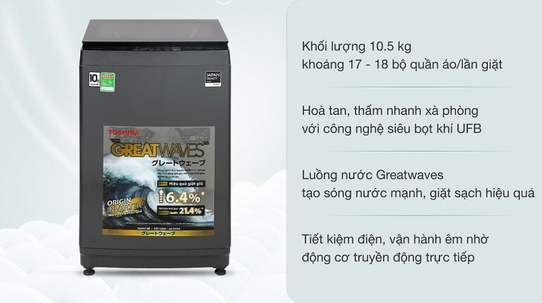 Máy giặt Toshiba Inverter 10,5 kg AW-DUK1150HV(MG)
