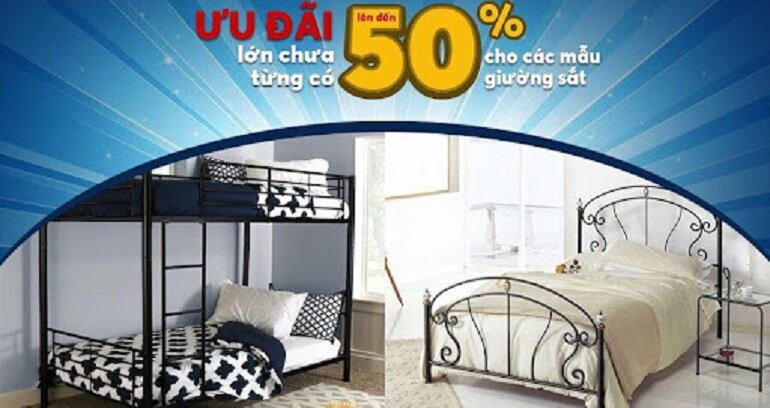 Siêu thị giường sắt ưu đãi giảm giá giường sắt tới hơn 50%
