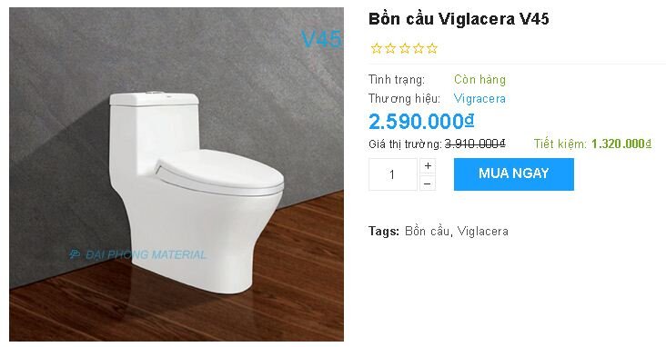 bồn cầu Viglacera V45