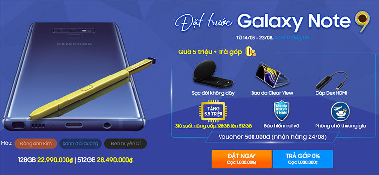Điện thoại Samsung Galaxy Note 9 mở bán ngày mai 24/8: Kèm theo số lượng đặt hàng vượt trội