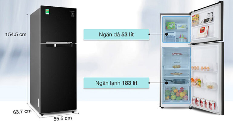 Thiết kế bên ngoài  của tủ lạnh Samsung 236l RT22M4032BU/SV