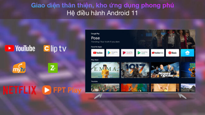 Hệ điều hành Android 11 mang đến kho ứng dụng phong phú trên tivi TCL 55p725