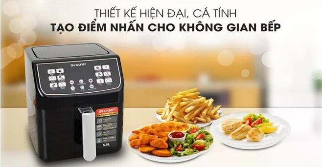 Nồi chiên không dầu Sharp KF-AF55EV-BK