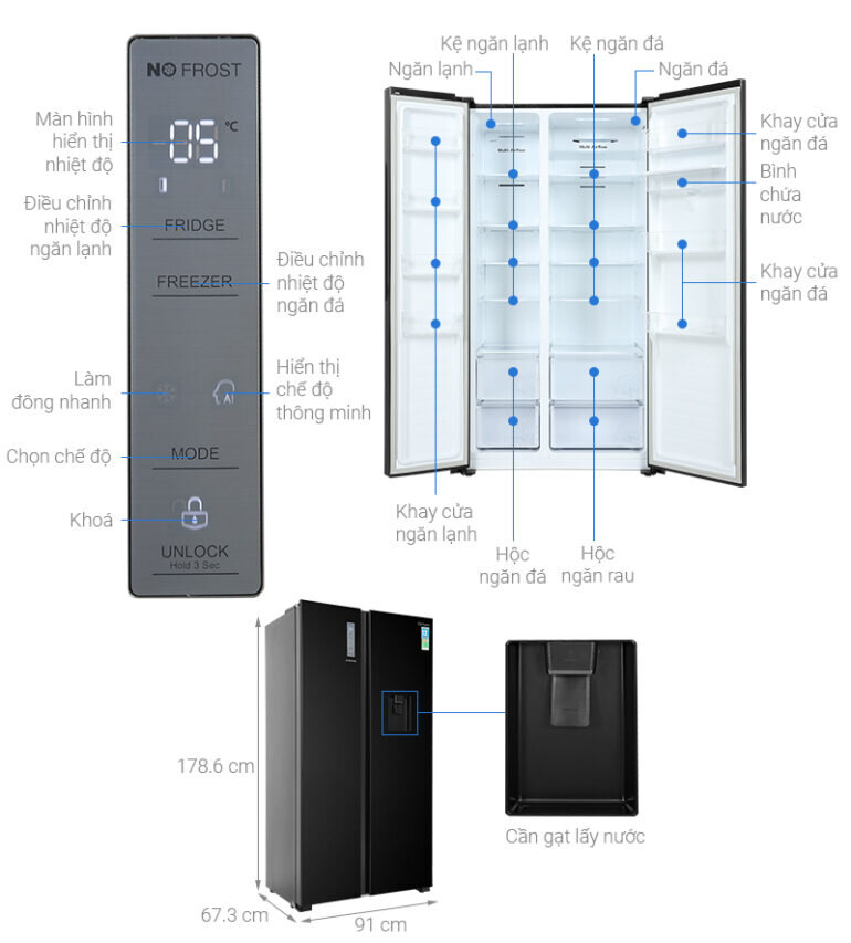 Tủ lạnh Casper Inverter 550 lít RS-570VBW - Giá tham khảo: 13 triệu vnd