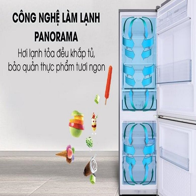 Tủ lạnh Panasonic NR-BV280QSVN cùng công nghệ Panorama với khả năng làm lạnh nhanh, đồng đều