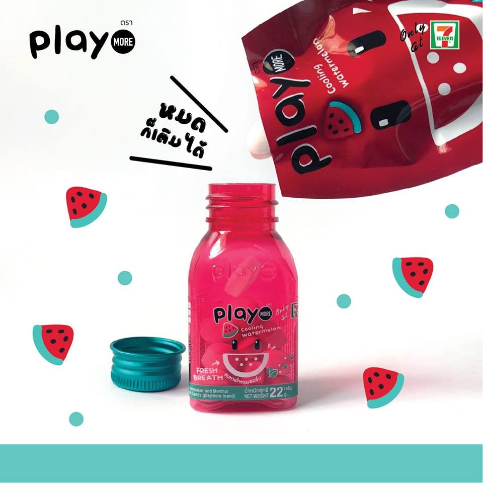 Kẹo Playmore vị dưa hấu the mát tiêu đờm, thông cổ hiệu quả