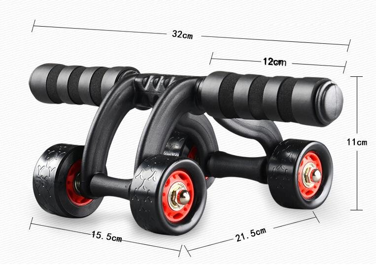 Con lăn tập bụng có 4 bánh cân bằng, chắc chắn