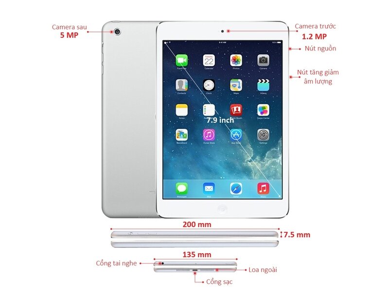 Apple iPad Mini 2 phiên bản màu bạc 