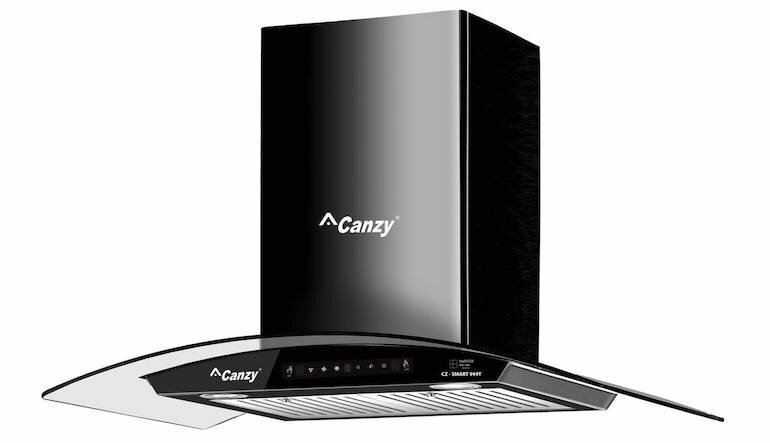 Máy hút mùi Canzy CZ Smart 999t có kiểu dáng kính cong gắn tường đẹp mắt