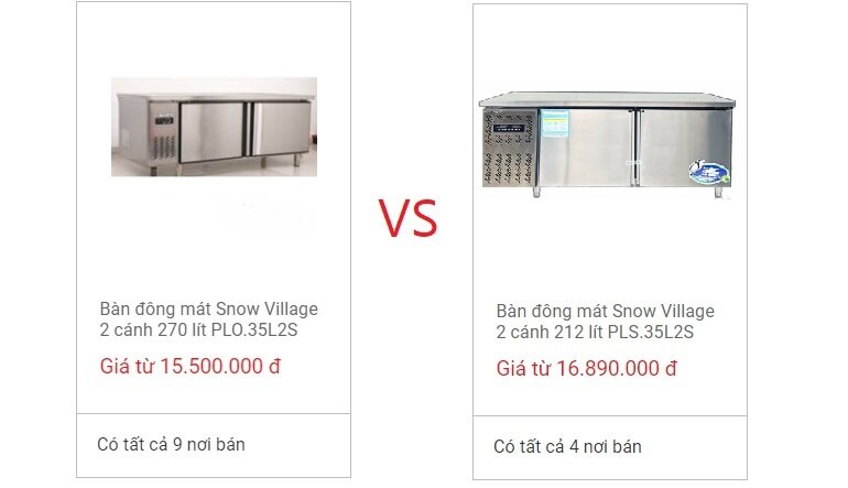 Sự khác biệt giữa bàn đông Snow Village PLS.35L2S và PLO.35L2S