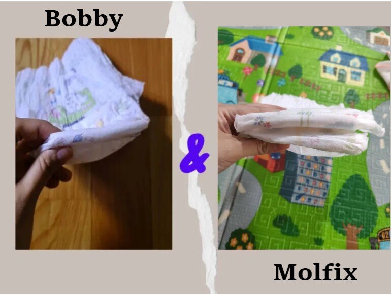 Tã Molfix và Bobby có độ mỏng thoáng khí tương đương nhau