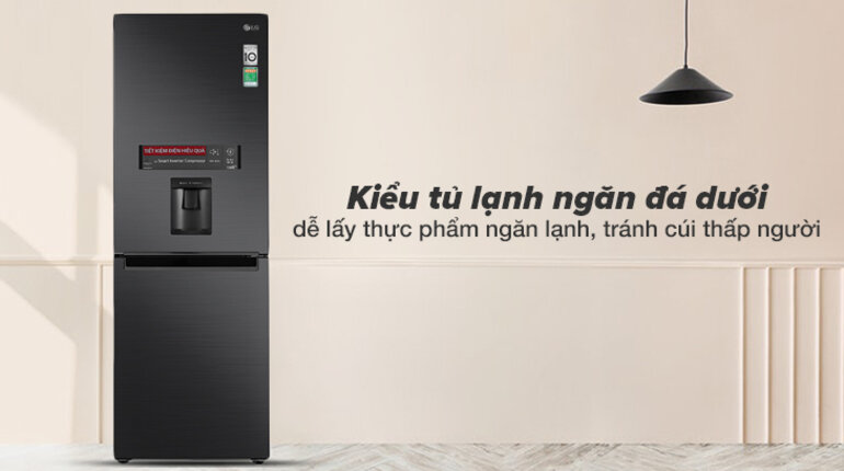 Tủ lạnh LG ngăn đá dưới giúp dễ lấy thực phẩm ngăn lạnh, tránh cúi thấp người