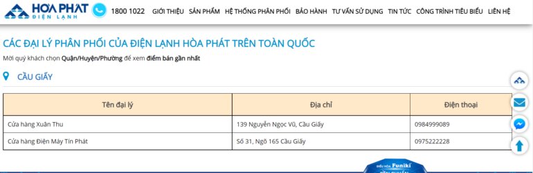 tìm đại lý điều hòa funiki tại hà nội