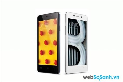 Viền giả kim loại sáng bóng chạy xung quanh thân máy giúp cho Oppo Joy 3 nhìn khá mềm mại và nỏi bật