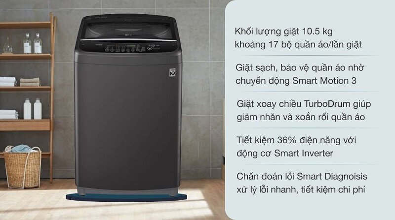 Máy giặt lồng đứng LG 10,5kg
