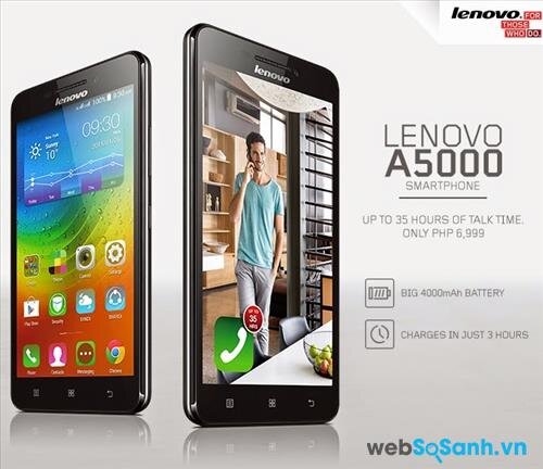 Lenovo A5000 sở hữu một dung lượng pin khủng lên đến 4000 mAh