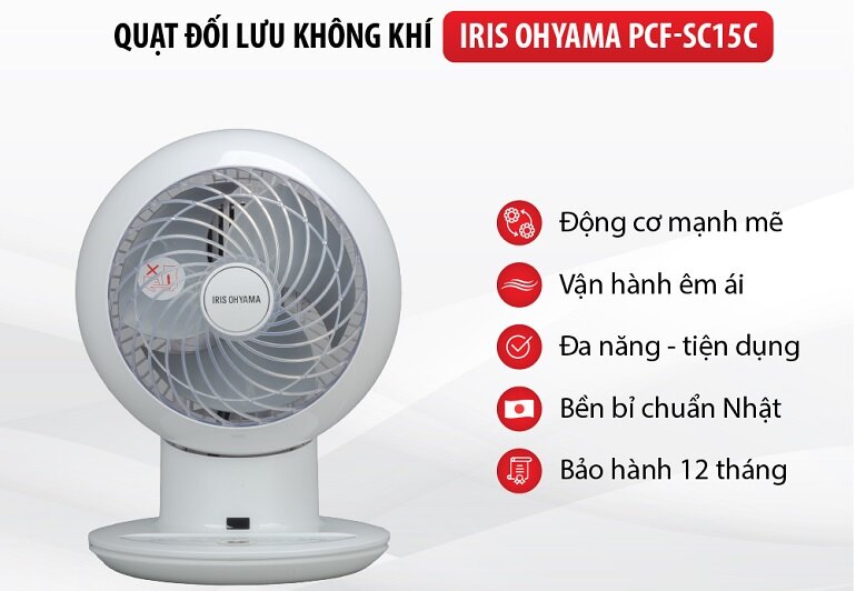 Hiệu quả đối lưu không khí, làm mát không gian của Iris Ohyama PCF-SC15C hiệu quả