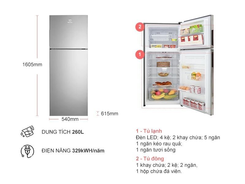 Tủ lạnh Electrolux ETB2802H-A 