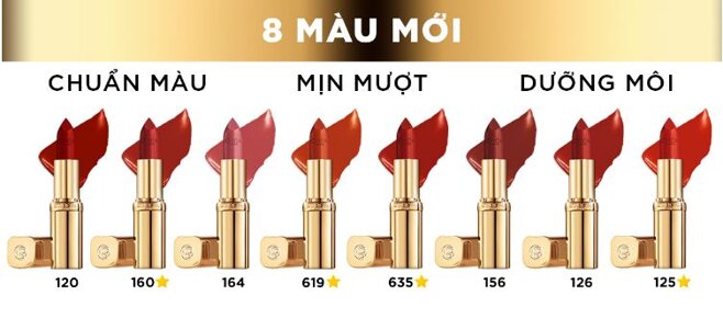 bảng màu son Loreal Color Riche Matte