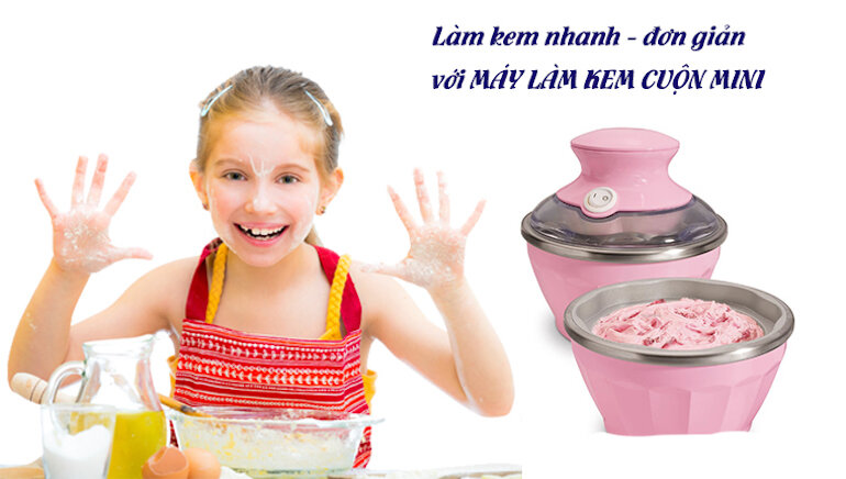 Máy làm kem cuộn mini