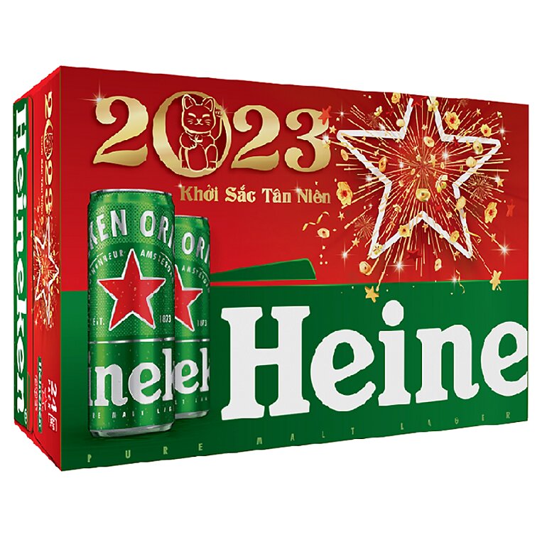 Thùng bia Heineken 24 lon thường 330ml - Phiên bản Tết 2023