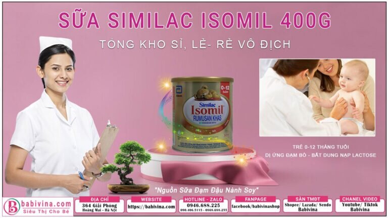 Sữa Similac Isomil IQ 1 400g cho trẻ từ 0-12 tháng, dị ứng đạm sữa bò, bất dung nạp Lactose, hệ tiêu hóa yếu - Giá khuyến mãi: 265.000 vnd/hộp