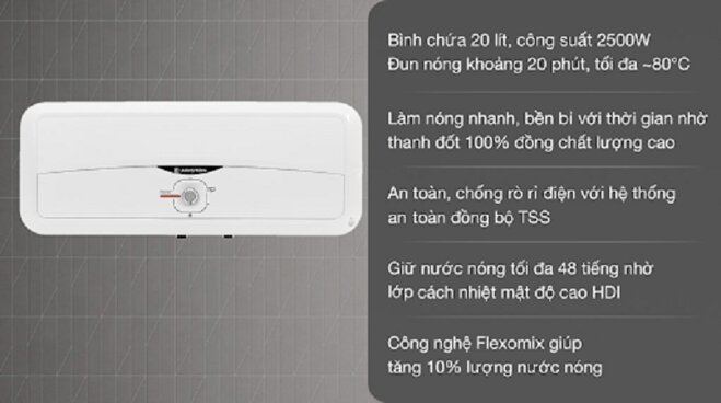 4 lý do nên mua bình nóng lạnh Ariston sl2 20r 2.5 fe mt cho gia đình