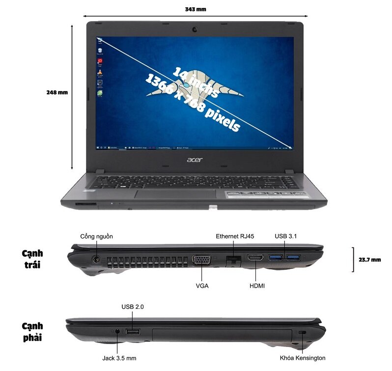 Máy laptop Acer Aspire E5-476-33BQ