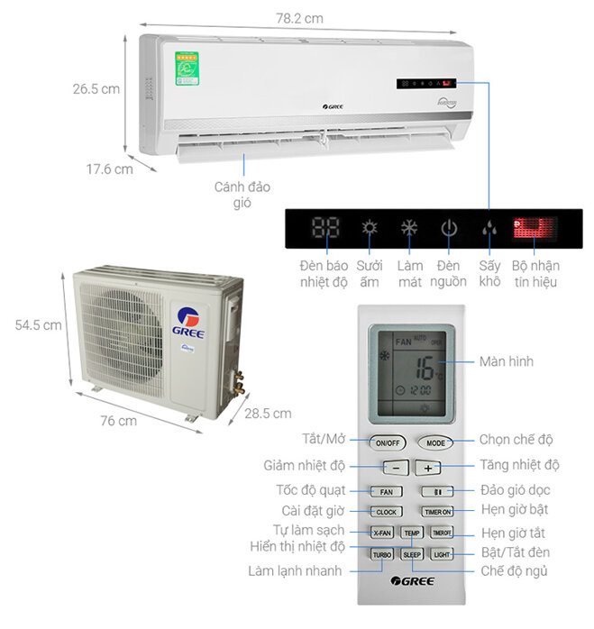 điều hòa Gree 9000 2 chiều inverter