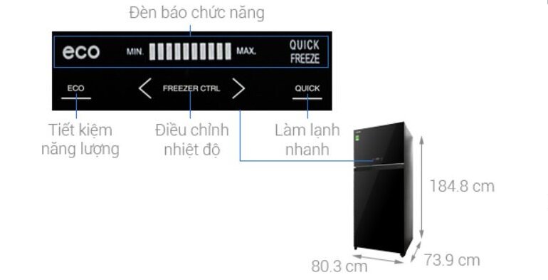 Hình ảnh bảng điều khiển tủ lạnh không có khóa trẻ em