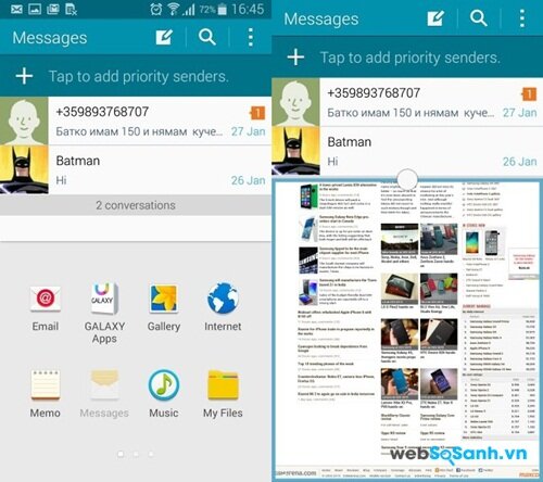 Sử dụng 2 ứng dụng cùng lúc với Galaxy A5