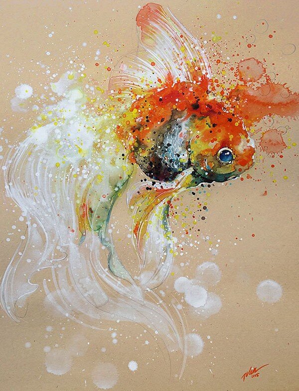 Tranh của họa sĩ đến từ đảo quốc sư tử Singapore, Tilen Ti, một bậc thầy về tranh màu nước