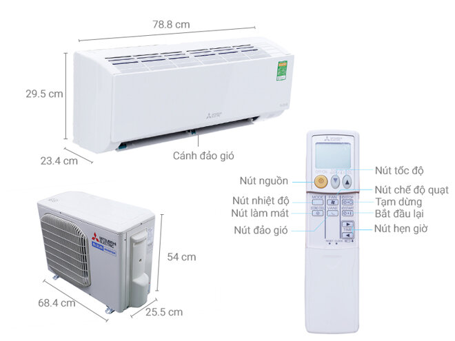 Máy lạnh Mitsubishi Electric MSY-GH10VA thiết kế trang nhã nhưng không kém phần sang trọng