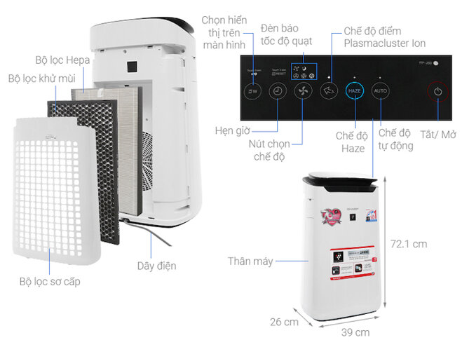 Máy lọc không khí Sharp FP-J60E-W