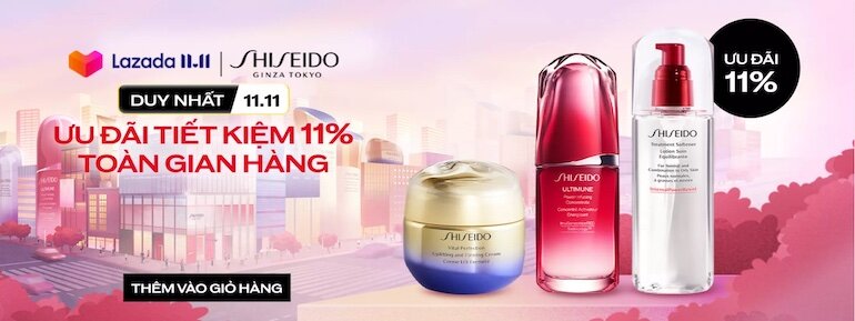 Shiseido ưu đãi lên đến 50% trong khuyến mãi siêu sale 11.11