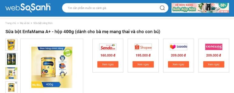 Mua sữa bầu Enfamama 400g ở đâu, giá bao nhiêu?