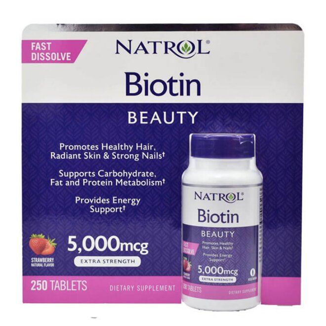 Viên uống mọc tóc Natrol Biotin Beauty 5,000mcg