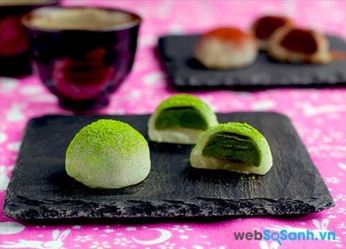 Bánh mochi trà xanh nhân đậu xanh