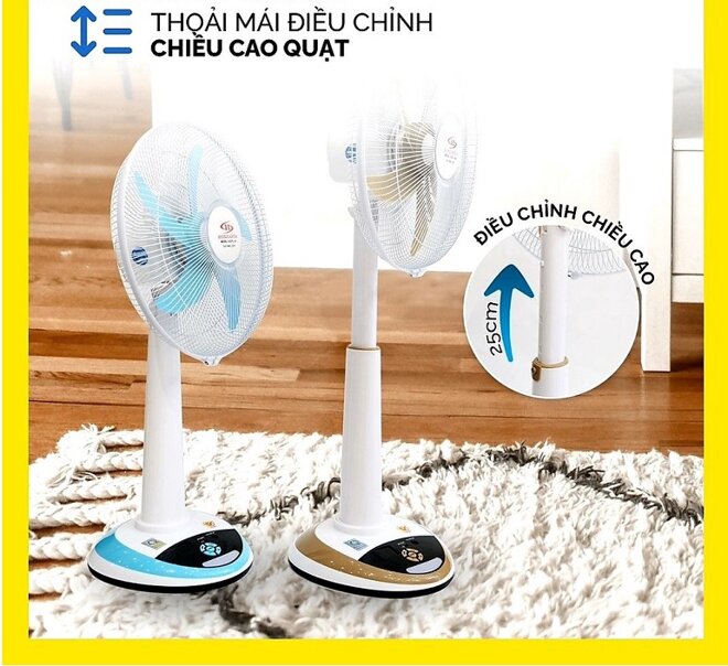 Quạt Honjianda HJD-FL416H có thể tuỳ chỉnh độ cao dễ dàng