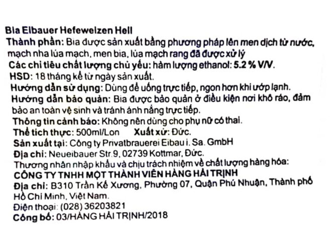 Bia Thầy Tu Eibauer là bia Đức nhập khẩu