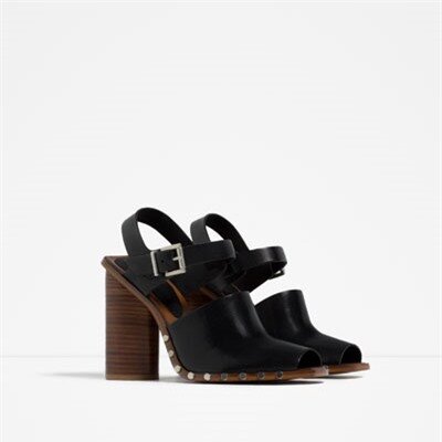 Image 2 of LEATHER STUDDED CLOGS from Zara