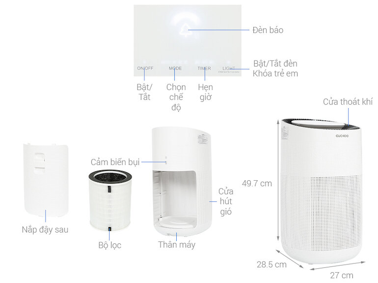 Máy lọc không khí có đèn UV Cuckoo CAC-J1510FW