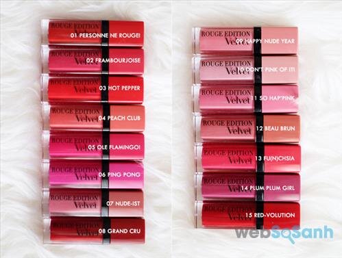 Những cây son Bourjois Velvet cũng là 