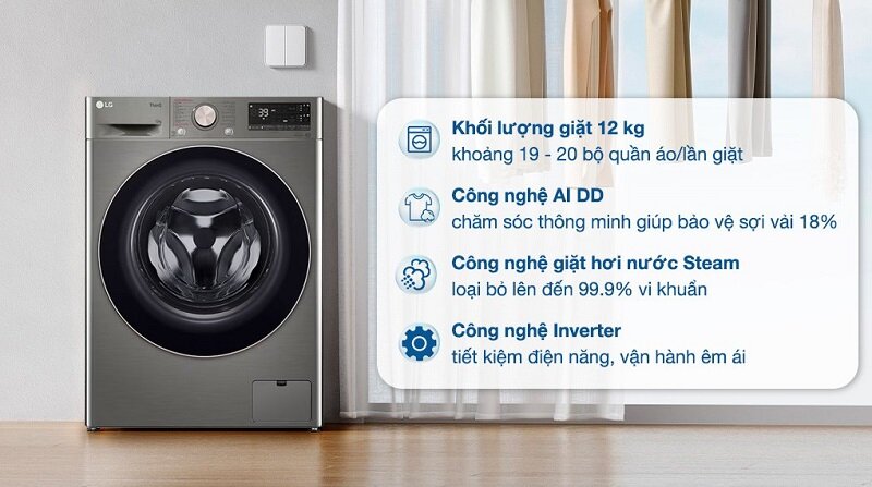 Máy giặt LG đời mới - lg AI DD 12 kg FV1412S3PA