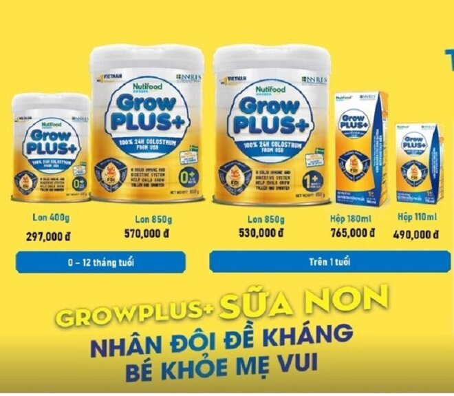 Giữa sữa Nutifood GrowPLUS+ Sữa Non vàng với đỏ và trắng - loại nào tốt hơn?