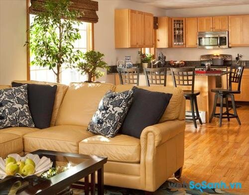 sofa phòng khách hợp màu sàn gỗ